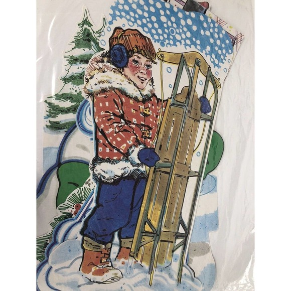 Winter Skater Christmas Cut Outs Set 6 13-16" Birthday Party Classroom Decor Vtg - Picture 4 of 9